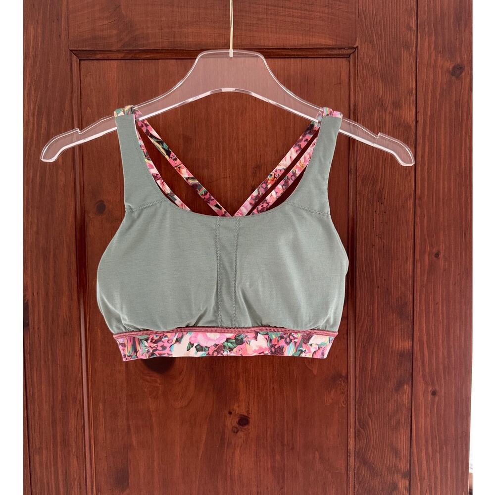 Lululemon Energy Bra Nulux Spectrum W2AXTS Pink Green Floral Stripe US 8 Sporty - Picture 6 of 10